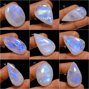 Cabochon in pietra di luna arcobaleno naturale, cristallo di pietra di luna, pietra preziosa sciolta pietra di luna di fuoco blu per realizzare gioielli regalo per lei come immagine immagine 2