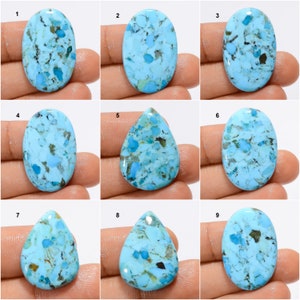 Natural Kingman Turquoise Cabochon Turquoise Crystal Loose sky Turquoise Gemstone For Making Jewelry Gift for Her (Stone As Picture)