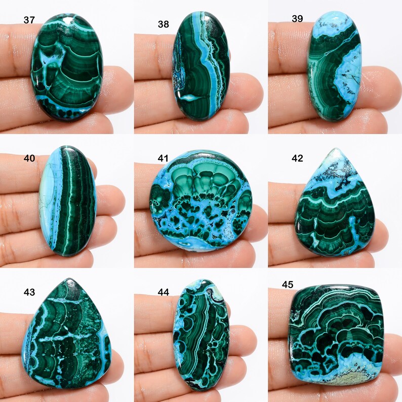 Natural Chrysocolla Malachite Cabochon Green Sky Gemstone Mix Shape Chrysocolla Malachite Stone Flat Back Malachite Chrysocolla As picture image 5