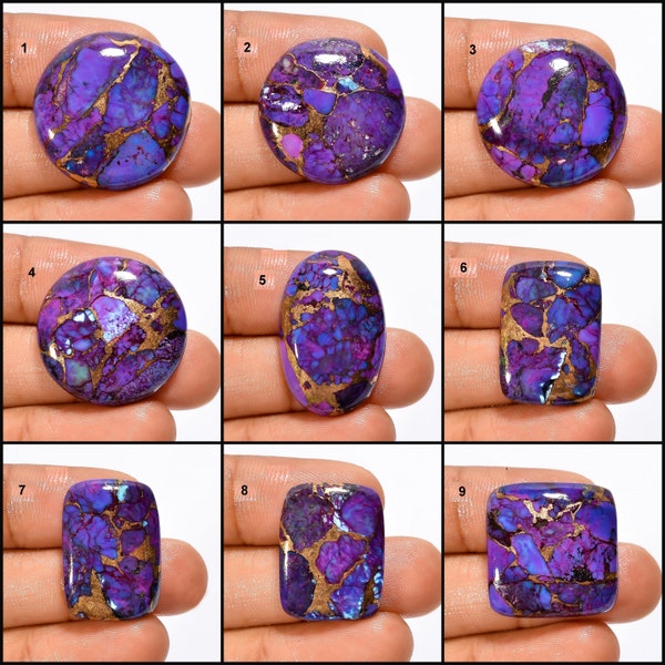 Natural Purple Copper Turquoise Cabochon Purple Gemstone Purple Copper Turquoise Stone Round Square Shape Purple Crystal ( Stone as picture