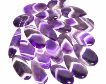 Natural Chevron Amethyst Cabochon Wholesale Lot Amethyst Gemstone Both Side Polished Amethyst Crystal Jewelry Making Stone