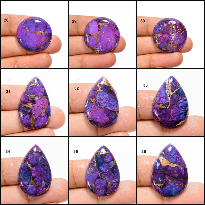 Natural Purple Copper Turquoise Cabochon Purple Gemstone Purple Copper Turquoise Stone Round Square Shape Purple Crystal Stone as picture image 4