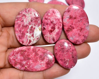 Natural Pink Thulite Cabochon Loose Oval  Shape Pink Thulite Gemstone Smooth Both Side Polished Pink Thulite Cabs Gift For Her Size 20-40mm