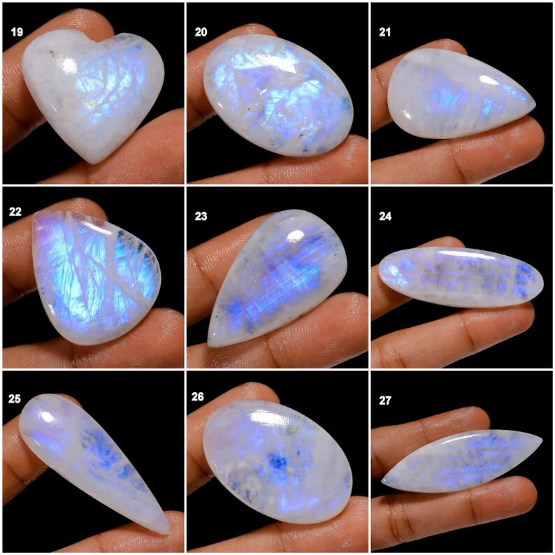 Natural Rainbow Moonstone Cabochon, Moonstone Crystal, Loose Gemstone Blue Fire Moonstone For Making Jewelry Gift For Her As Picture image 3