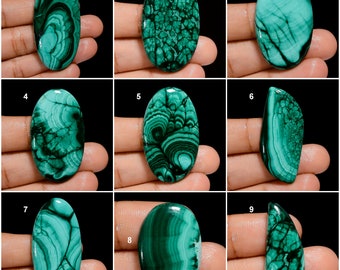 Cabochon de malachite naturelle Cristal de malachite verte Pierre verte lisse des deux côtés, dos plat, pierre précieuse de malachite (malachite comme image