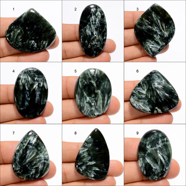 Natural Seraphinite Cabochon Loose Seraphinite Gemstone Green Seraphinite Crystal Smooth Green Seraphinite Flat Back (Seraphinites as pictur