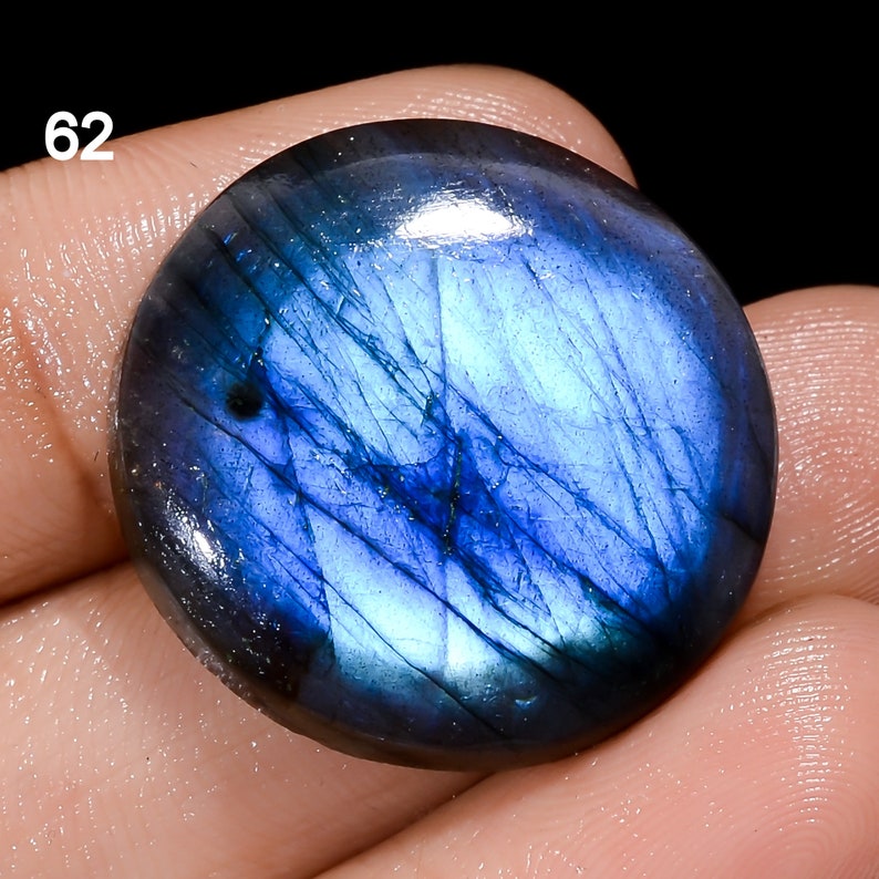 Natural Blue Labradorite Cabochon Blue Fire Labradorite Crystal Loose Gemstone Birthstone For Jewelry Making Stone Stone As Picture 62. 24X24X5 mm 30Ct