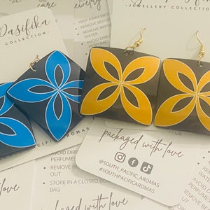 Flower Patterned Square Shape Earrings