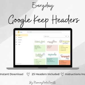 Google Keep Headers- Everyday Package- Digital List, Minimalist Design, Digital Downloads