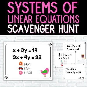 Systems of Linear Equations Math SCAVENGER HUNT