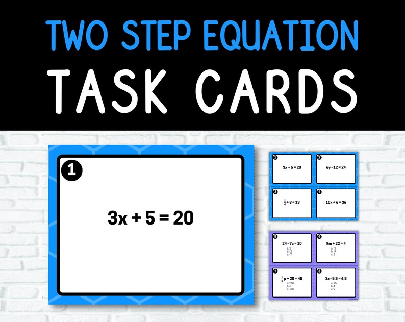 Two-step Equation Math TASK CARDS (set of 24) - Etsy UK