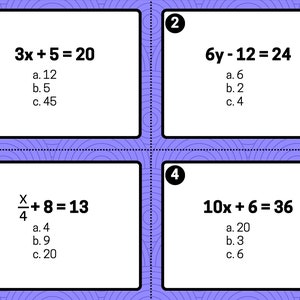 Two-step Equation Math TASK CARDS (set of 24) - Etsy UK