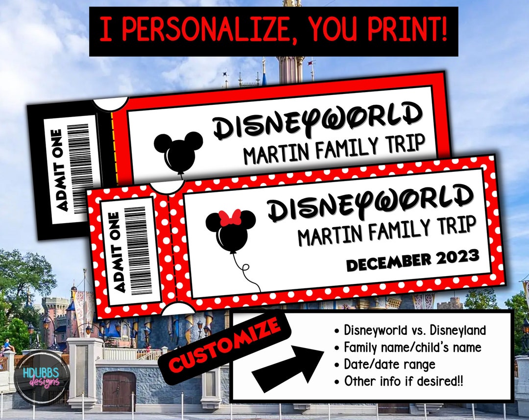 Digital Download Theme Park Ticket, Magical Print at Home Surprise Pass Etsy