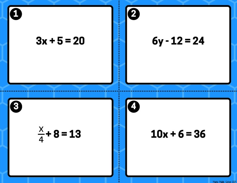 Two-step Equation Math TASK CARDS (set of 24) - Etsy UK