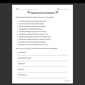Spring ELA Worksheet Set | Figurative Language | Author's Purpose ...