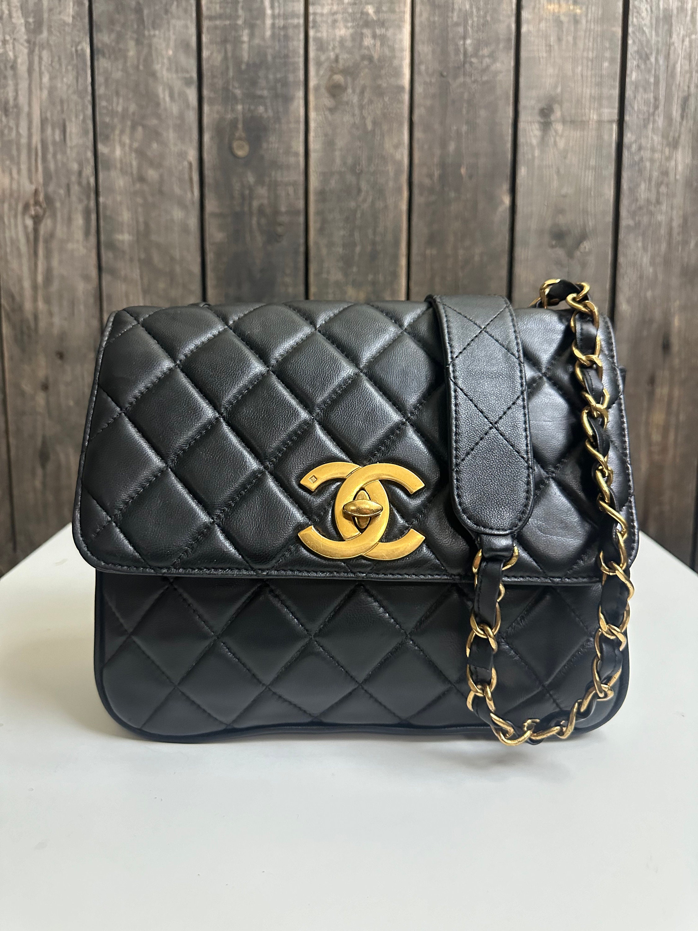 Chanel Chain Flap Lamb Skin Black Shoulder Bag 
