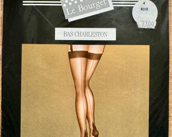 Vintage Couture Stockings Nylon Garter Belt RHT Stockings Le Bourget