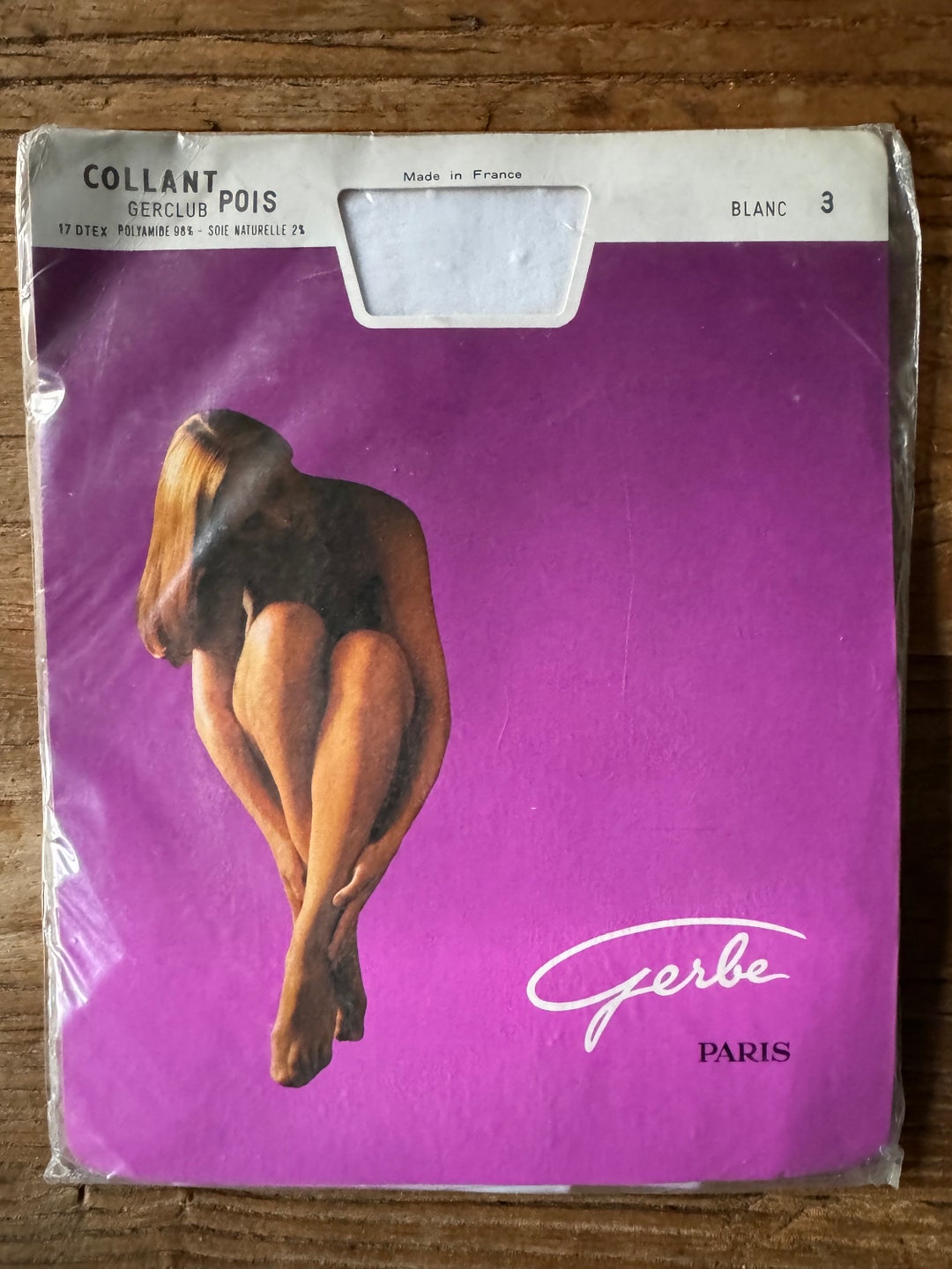 Bas Nylon GERBE Ancien - Couleur Armagnac, 11 Deniers, Style Jarretelle, Taille 2/9, Neuf