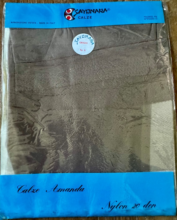 Bas Nylon Vintage SAYONARA - Micromesh - Gris Clair - Taille 4 - Pointes Renforcées - Neuf Avec étiquette