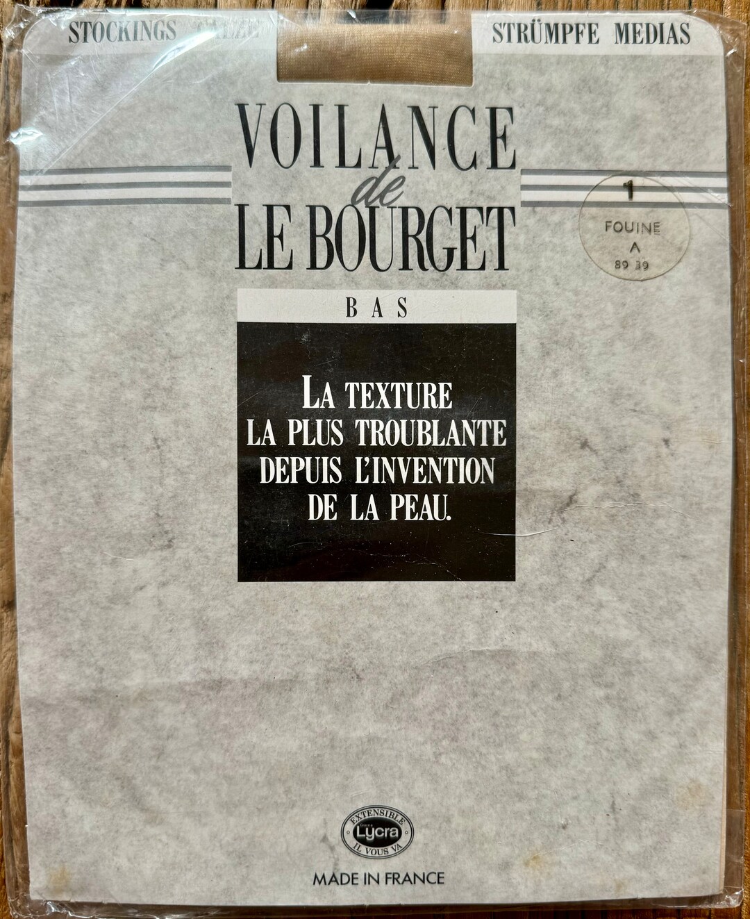 Collant Le Bourget Voilance Opalin 70D – Fusain, Taille 1, Vintage Neuf Avec étiquettes !