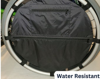 Wheelchair wheel bag, Pouch zipper pockets add storage, Fits 24 inch wheels. Personalized Wheelbag, Custom sizes available nylon