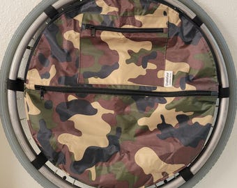 Wheelchair wheel bag, Pouch zipper pockets add storage, Fits 24 inch wheels. Personalized Wheelbag, Custom size available, Camouflage nylon