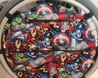 Wheelchair Bag, Wheel Organizer, Zipper Storage Pouch, Superhero Movie Gift