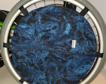 Wheelchair Bag, Wheel Organizer, Zipper Storage Pouch, Navy Galaxy blue gold, Gift
