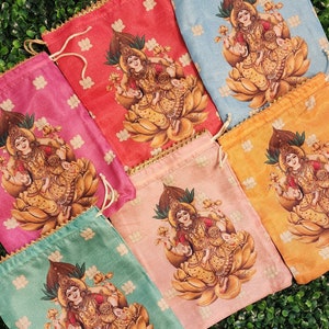 Puja potlis, durga puja Traditional Indian potli bag, Tissue potli , jute bags, potli, Clutch Purse, thamboolam bags, navarathri potli