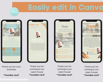 Digital Business Card Bundle | Canva Template | Textable Prospecting Cards, Open House, Real Estate Cards, Easily Editable in Canva.