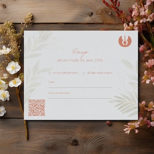 Star Wars Wedding Invitation & RSVP Template, Floral, Printable Wedding Invitation with QR Code RSVP Details, easily edit with Canva. image 3