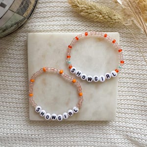 Showgirl Perlenarmband inspiriert von Taylor Swift | Freundschaftsarmband minimalistisch transparent orange | TLOAS Armband TS12