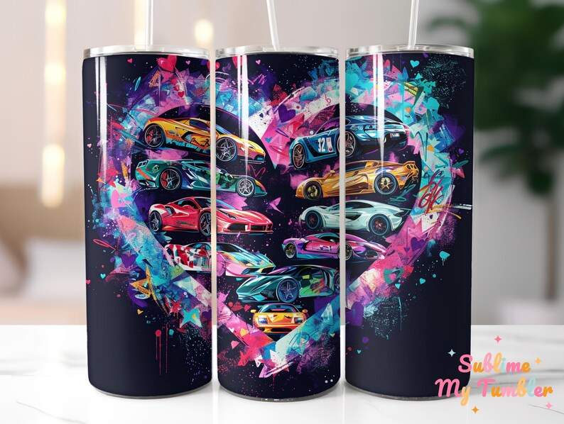 Sport Cars Tumbler Wrap Racing Car Lovers 20oz Skinny Tumbler