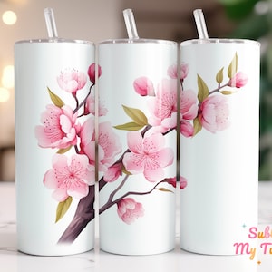 Sakura Tumbler Wrap Flower Sakura Tumbler Cherry Blossom 20oz Tumbler Sublimation Design Straight And Tapered Tumbler Wrap Instant Download
