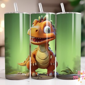 Cute Dinosaur Tumbler Wrap Baby Dinosaur Kids 20oz Skinny Tumbler Sublimation Design Straight And Tapered Tumbler Wrap Digital Download PNG