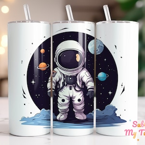 Space Astronaut Tumbler Wrap, Cosmonaut PNG, 20oz Skinny Tumbler Sublimation Design, Straight & Tapered Tumbler Wrap, Digital Download PNG