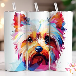 Yorkie Tumbler Wrap Little Puppy Cute Dog 20oz Skinny Tumbler Sublimation Design Straight And Tapered Tumbler Wrap Digital Download PNG