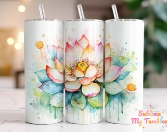 Lotus Tumbler Wrap Lotus Alkohol Tinte Blume 20 Unzen Skinny Tumbler Sublimation Design Gerade und konische Tumbler Wrap Digitaler Download PNG