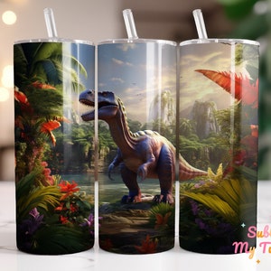 Dinosaur Tumbler Wrap Jurassic Realistic 20oz Skinny Tumbler Sublimation Design Straight And Tapered Tumbler Wrap Digital Download PNG