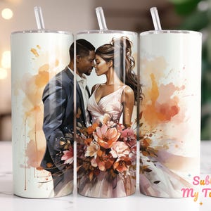 Copridivano per matrimonio africano: sposo e sposa, design a sublimazione per tumbler sottile da 20 once (download digitale PNG)