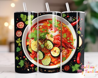 Tom Yum Soup Tumbler Wrap Tom Yum Spicy Soup 20oz Skinny Tumbler Sublimation Design Straight And Tapered Tumbler Wrap Digital Download PNG