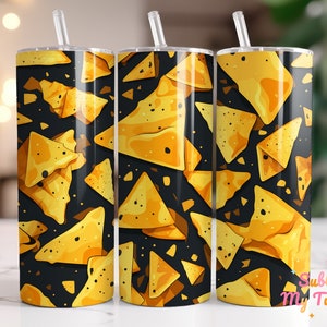Cheesy Nachos Tumbler Wrap Mexican Nachos Food 20oz Skinny Tumbler Sublimation Design Straight And Tapered Tumbler Wrap Digital Download PNG