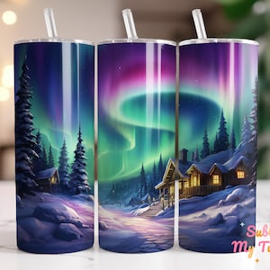 Aurora Borealis Tumbler Wrap Northern Lights 20oz Skinny Tumbler Sublimation Design Straight And Tapered Tumbler Wrap, Digital Download PNG