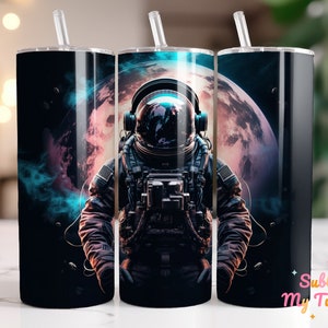 Astronaut In Space Tumbler Wrap Moon Astronaut 20oz Skinny Tumbler Sublimation Straight And Tapered Tumbler Wrap Digital Download PNG