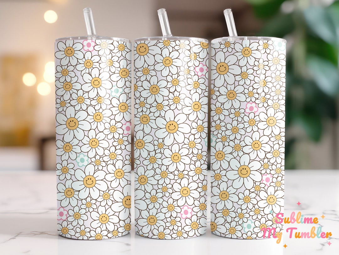 Hippie Retro Daisy Tumbler Wrap: Groovy 20oz Skinny Tumbler Sublimation ...