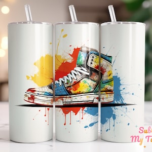 Sneaker Tumbler Wrap Shoe Tumbler Sneakers Art 20oz Skinny Tumbler Sublimation Design Straight And Tapered Tumbler Wrap Digital Download PNG