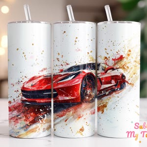 Sport Car Tumbler Wrap Watercolor Sport Men 20oz Skinny Tumbler Sublimation Design Straight And Tapered Tumbler Wrap Digital Download PNG
