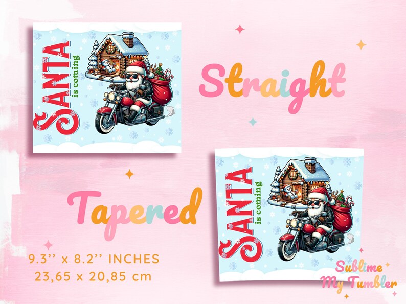 Santa Motorcycle Tumbler Wrap Biker Christmas 20oz Skinny Tumbler