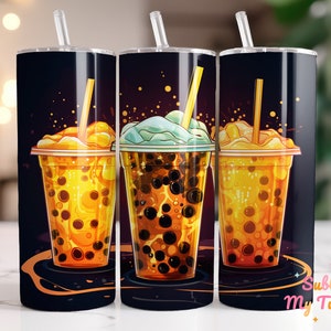 Boba Bubble Tea Tumbler Wrap Milk Tea Drink 20oz Skinny Tumbler Sublimation Design Straight And Tapered Tumbler Wrap Digital Download PNG