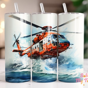 Coast Guard Helicopter Tumbler Wrap: 20oz Skinny Tumbler Sublimation Design (Digital Download PNG)